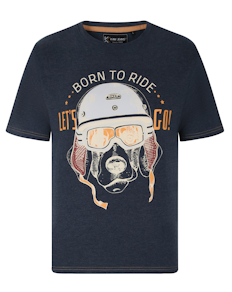 KAM Born To Ride Print T-Shirt Indigo Marl
